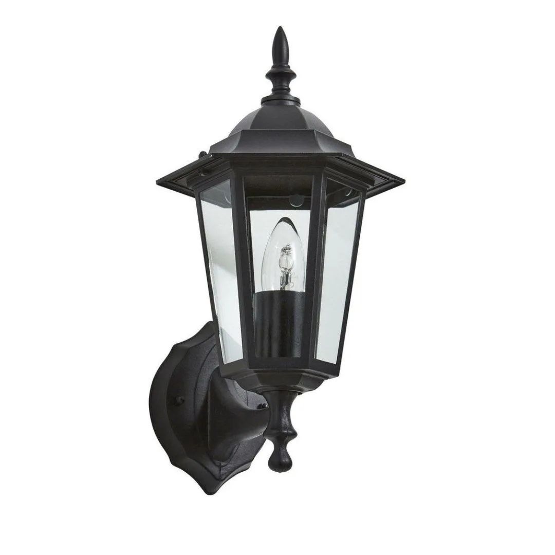 FAROL COLONIAL NEGRO CON VIDRIO TRANSPARENTE E27