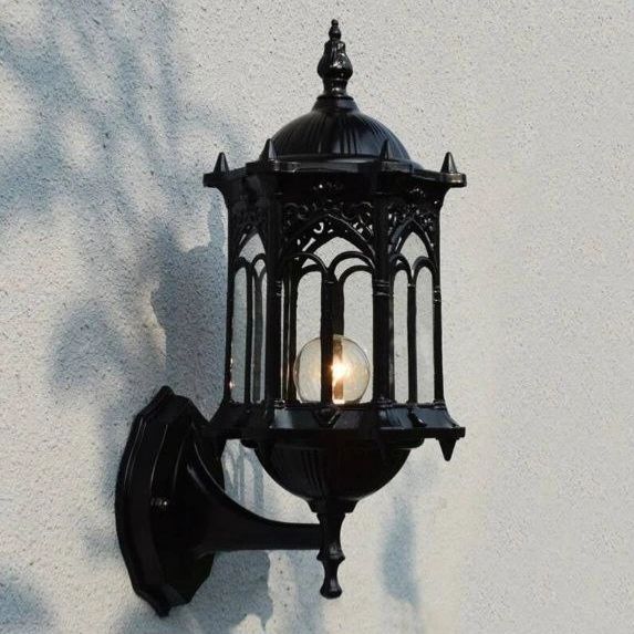 FAROL COLONIAL NEGRO CON VIDRIO TRANSPARENTE E27