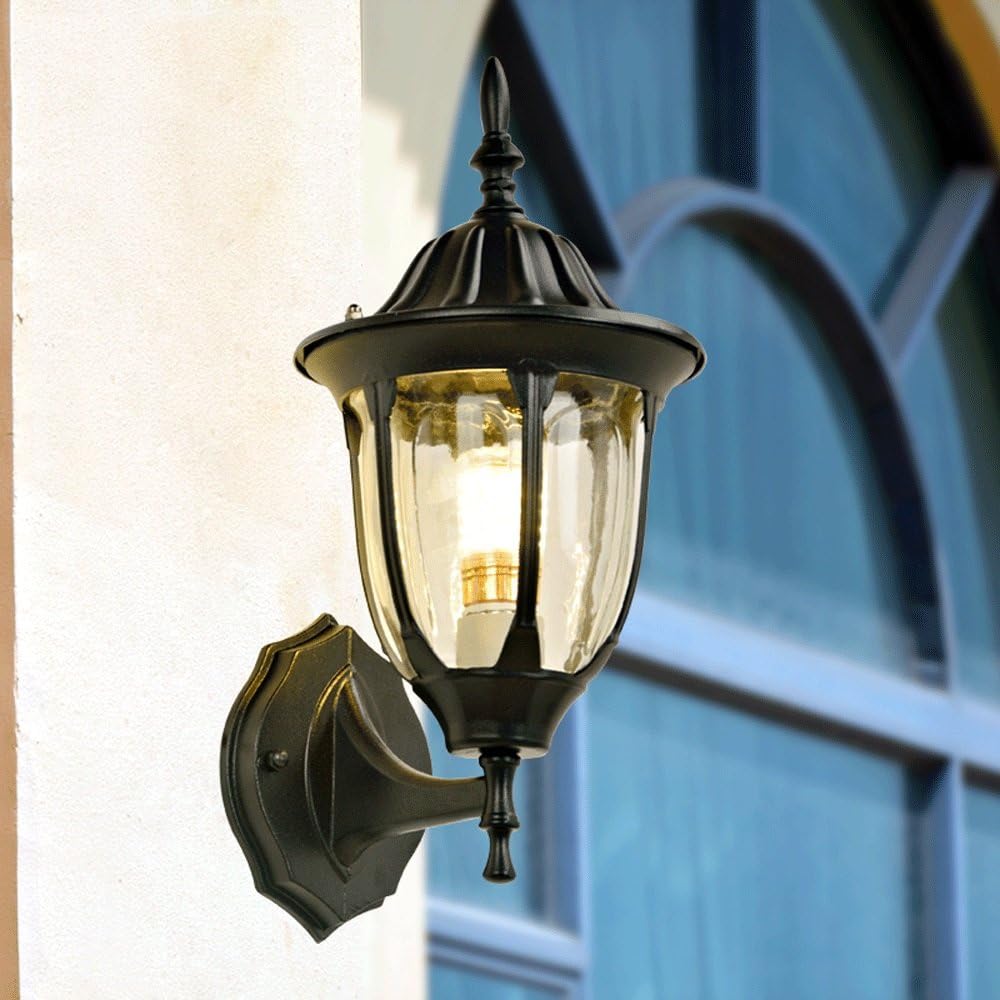 FAROL COLONIAL NEGRO CON VIDRIO TRANSPARENTE E27