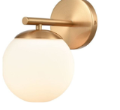 APLIQUE GOLD CON ESFERA BLANCO E27