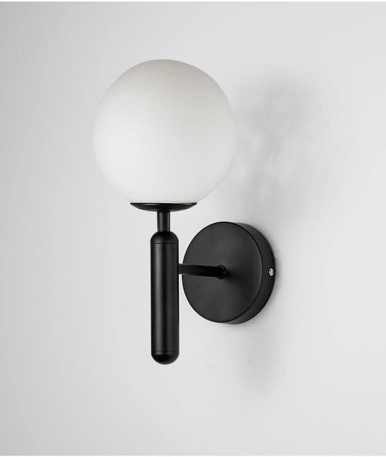 APLIQUE DE PARED NEGRO CON ESFERA BLANCO  E27